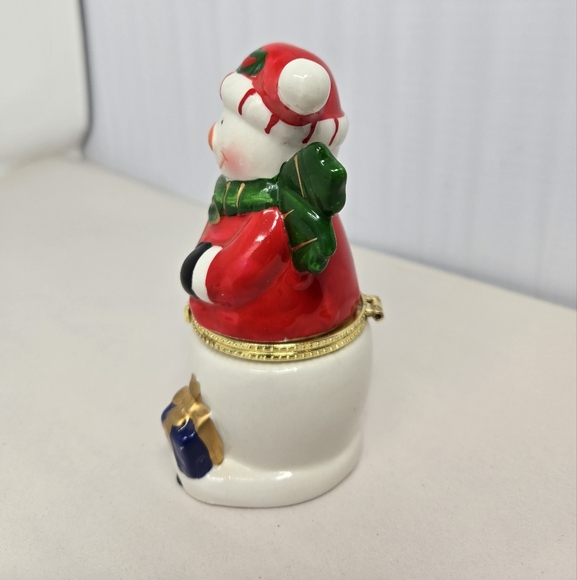 Greenbrier Porcelain Limoge Box Trinket Happy Snowman Ready For Gift Giving - Picture 2 of 9